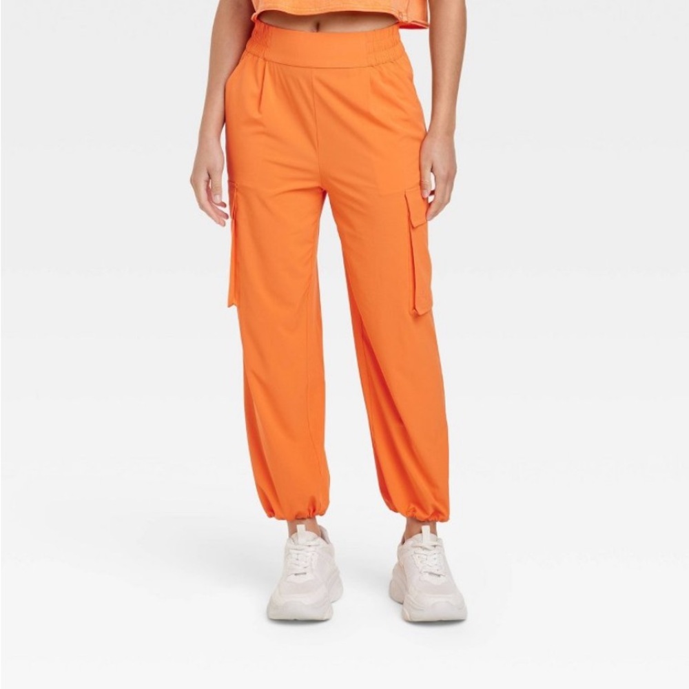 Cinch Hem Woven Cargo Pants - JovLab Joy Lab NWT Orange Small